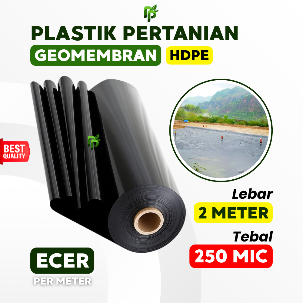 Plastik HDPE Geomembran Tebal 250 Micron Lebar 2 Meter Ecer Per Meter