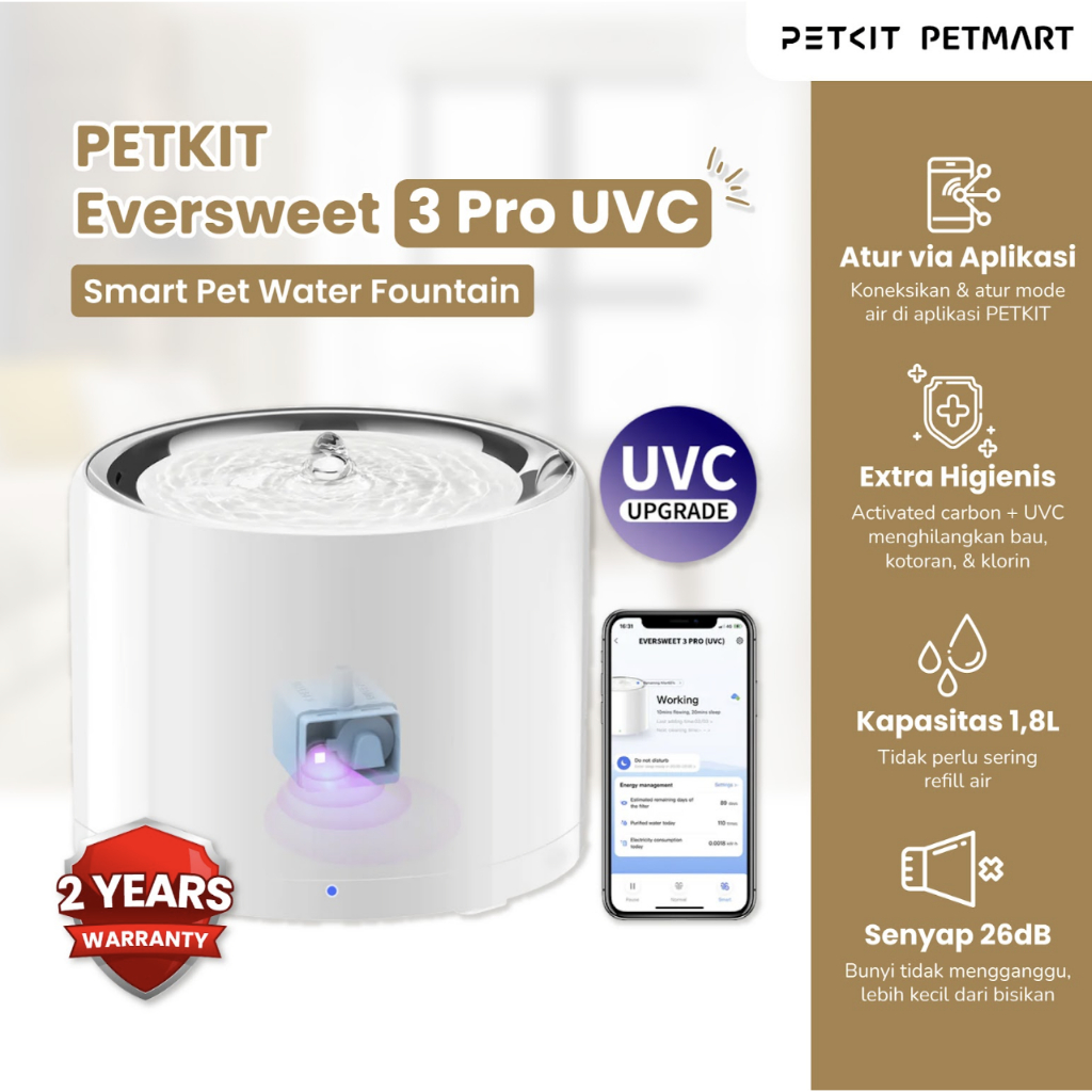 PETKIT Eversweet 3 Pro UVC Wireless Pump Drinking Water Fountain White