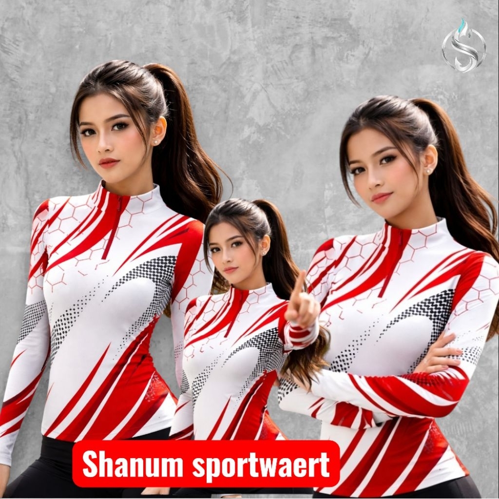 ATASAN WANITA SPECIAL MERAH PUTIH BAJU OLAHRAGA SENAM SXB SPORT COMPRESSION