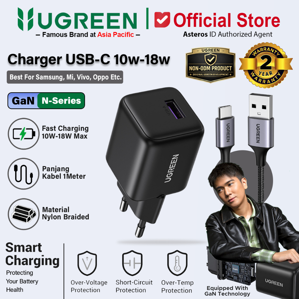 UGREEN Charger Samsung, Oppo, Mi, Vivo USB Type C Fast Charging 10w 15w - 18w