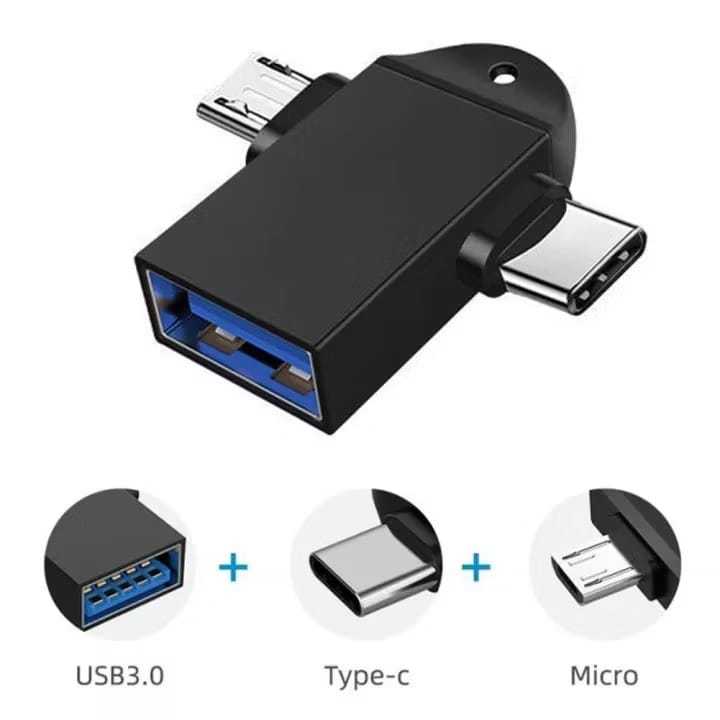 OTG Adapter 2 IN 1 Type C & Micro USB to USB 3.0 Lanyard Design Original