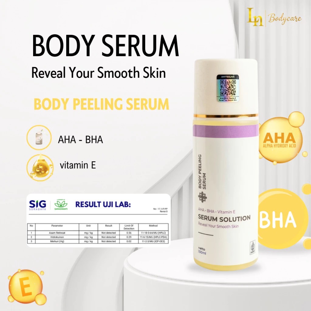 LN BODY PEELING SERUM || SERUM SOLUTION BPOM EKSFOLIASI AHA-BHA VITAMIN E 100 ML