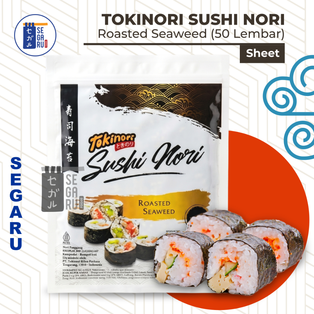 Tokinori Nori Sushi Sheet Roasted Rumput Laut untuk Sushi 50 Lembar