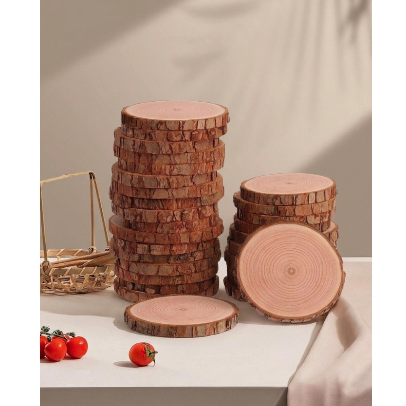 Tatakan Kayu Natural Wood Slice Kayu Utuh Wooden Craft Dekorasi / Wood Slice