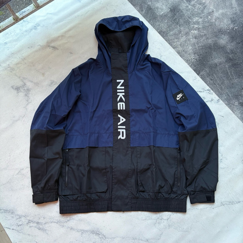 NIKE AIR Spliced Contrast Print Spellout Hooded