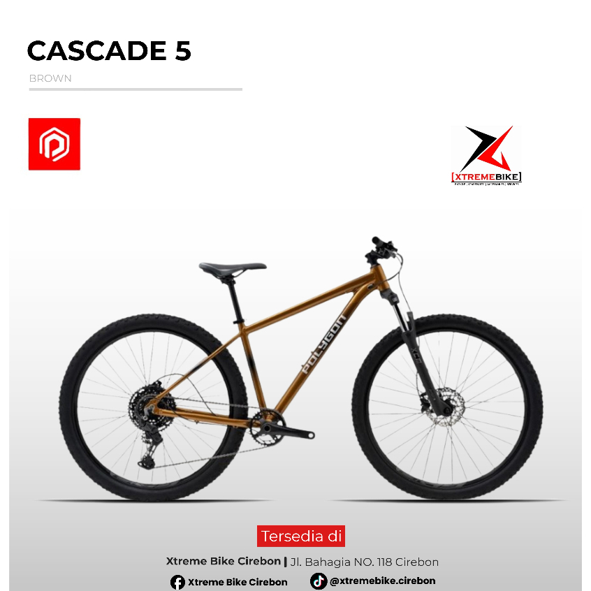 Polygon Sepeda Gunung MTB Cascade 5 27.5 Inch - Frame Alloy Ringan 1x10 Speed
