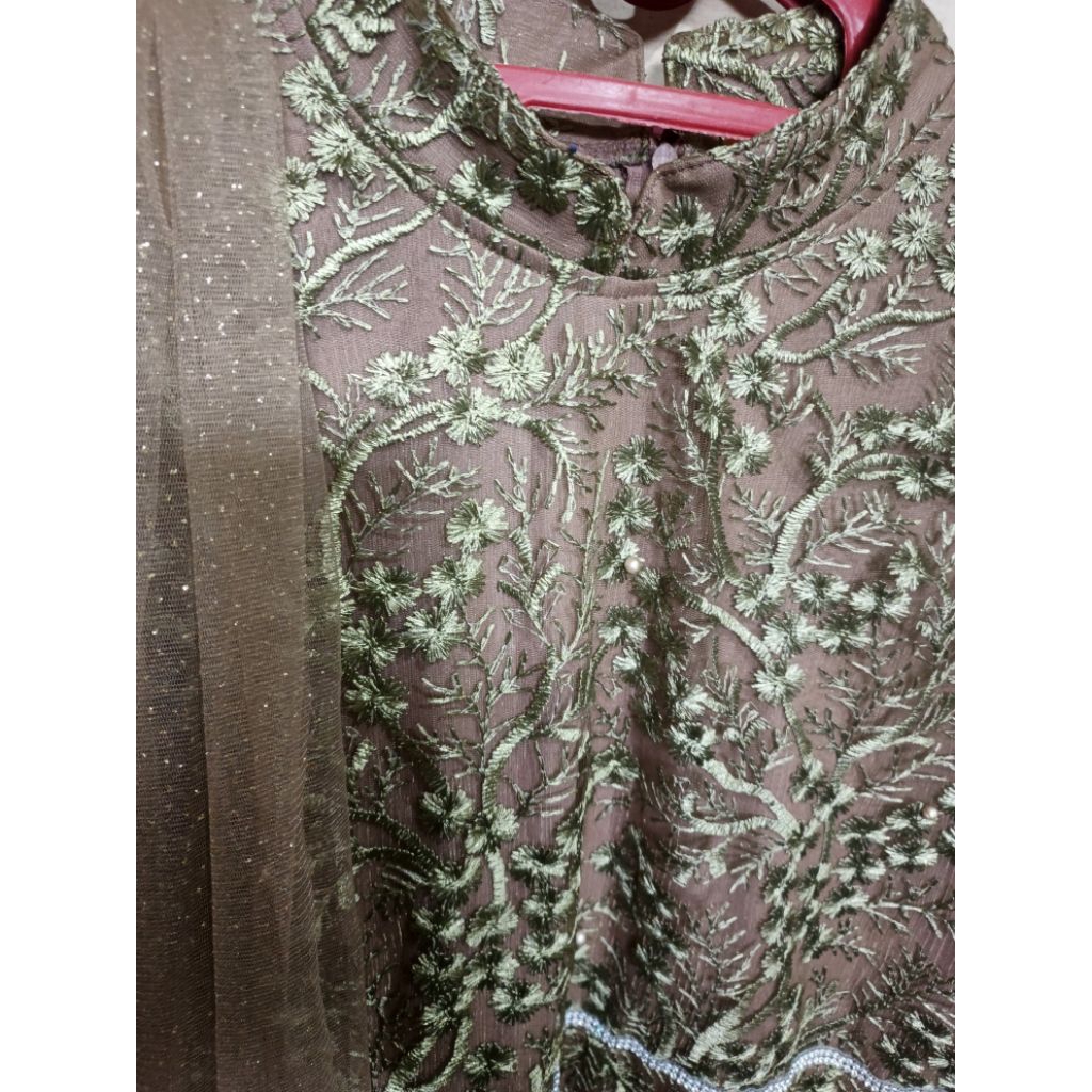 gamis brokat selendang murah
