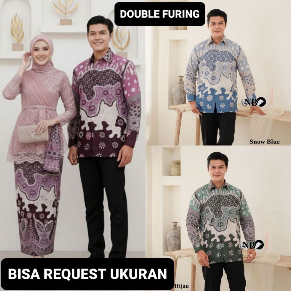 KEMEJA MOTIF SNOW & ROK LAPIS FURING / BAJU SERAGAM BATIK COUPLE PASANGAN SARIMBIT KELUARGA CUSTOM A