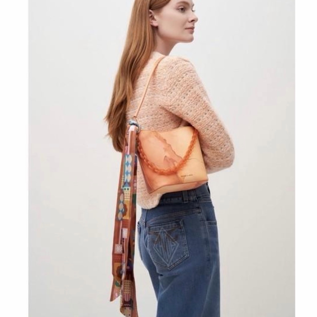 BAGSBUNNY15 • CHARLES CK 1151 CK ALCOTT SCARF BUCKET BAG Tas wanita