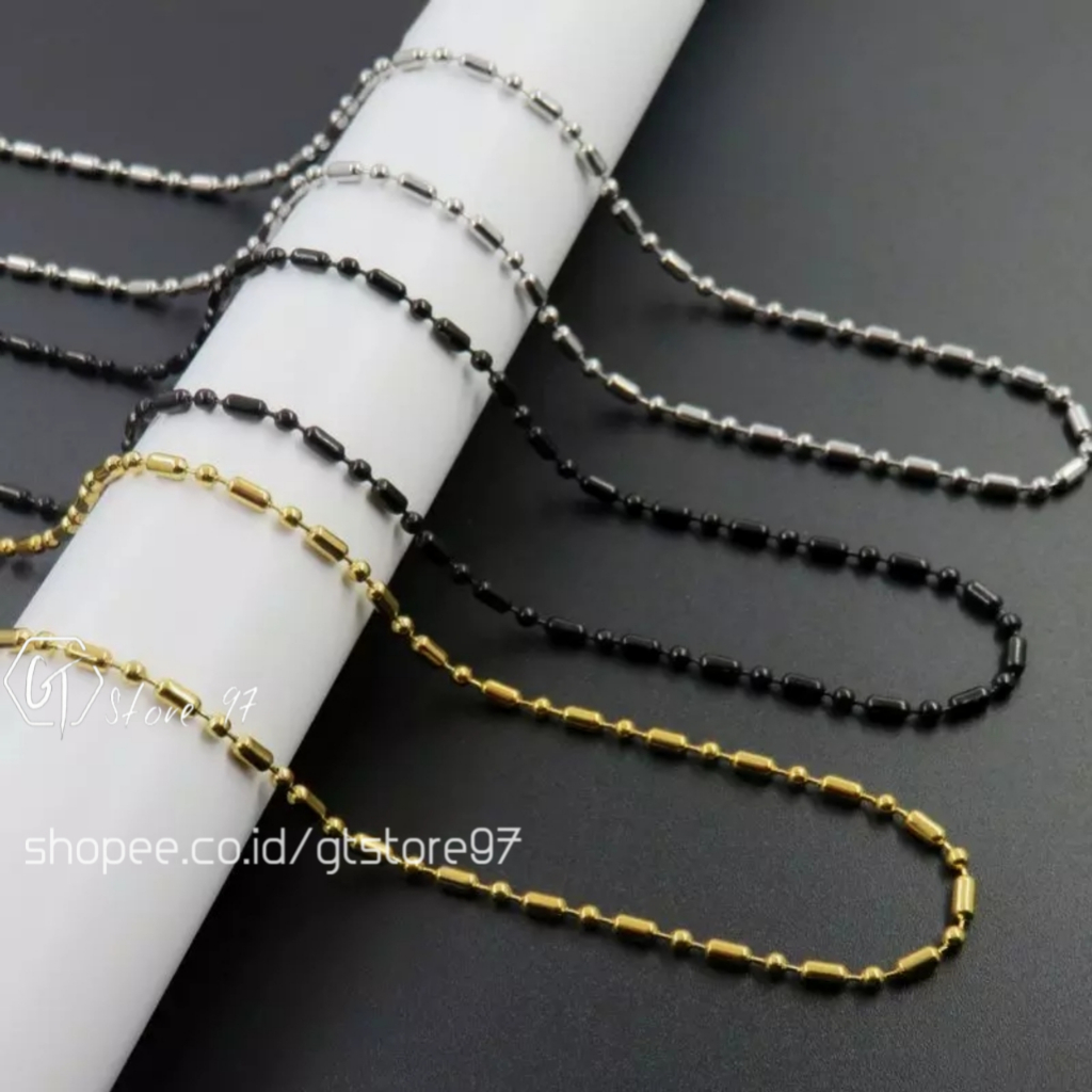 Kalung Rantai Mci Titanium Biji Bambu 60cm dan 75cm