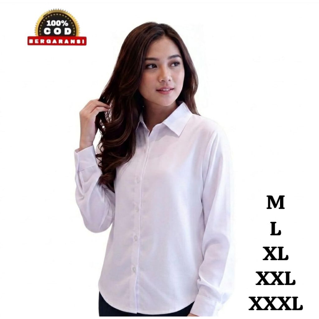 Kemeja Putih Wanita Lengan Panjang Baju kerja Cewek Formal