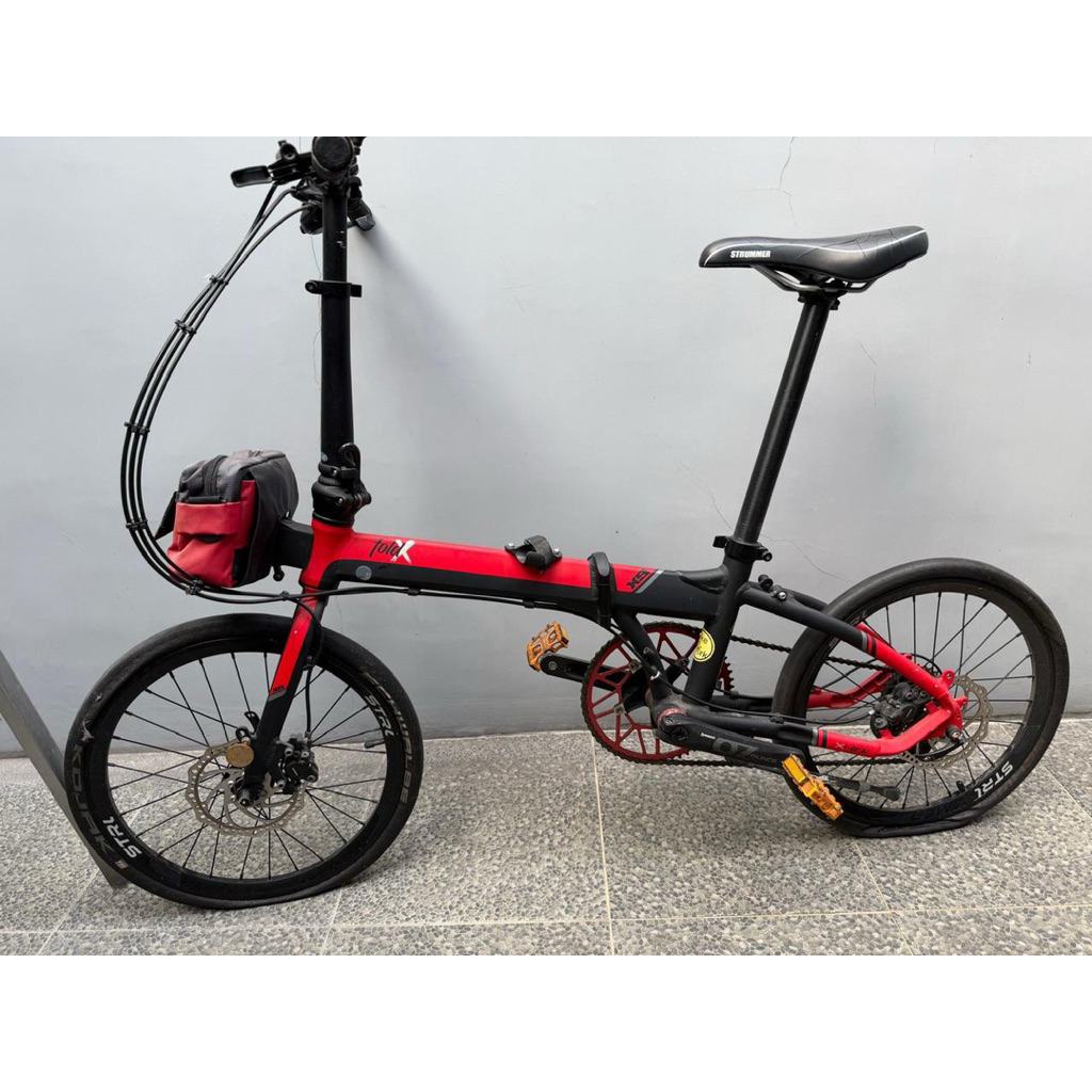SEPEDA LIPAT SECOND/BEKAS FOLDX X9 RED BLACK ALLOY 9 SPEED 20 INCH