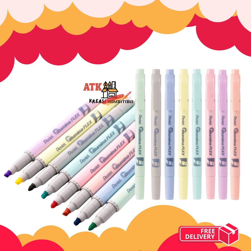 PENTEL Highlighter SLW11 Fitline & Illumina Flex | Stabilo Premium | Dual Tip