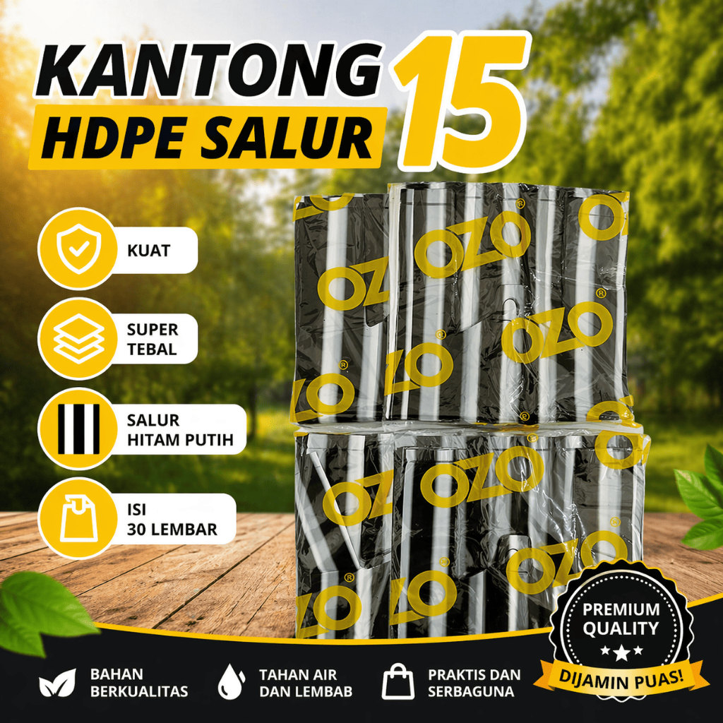 OZO Salur Uk 015.15.30 Kantong Kresek Plastik HDPE  Hitam Putih