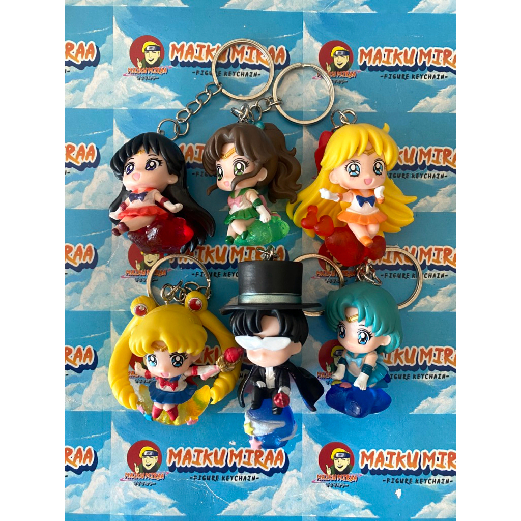 Figure Keychain / Gantungan Kunci anime sailormoon Tuxedo Bertopeng Mercury Mars jupiter Venus