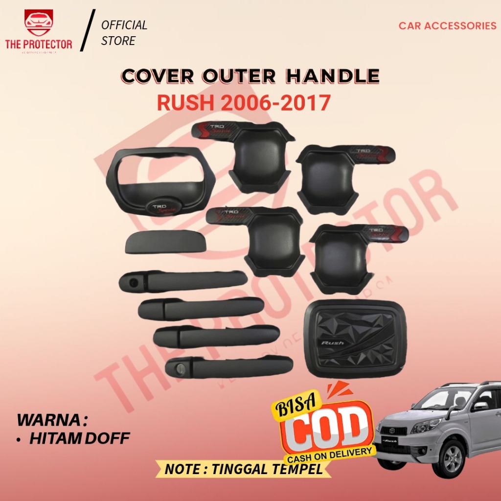 RUSH LAMA Paket Cover Outer Handle Tank Cover HITAM CARBON 2006-2017 Aksesoris Mobil Pegangan Pintu
