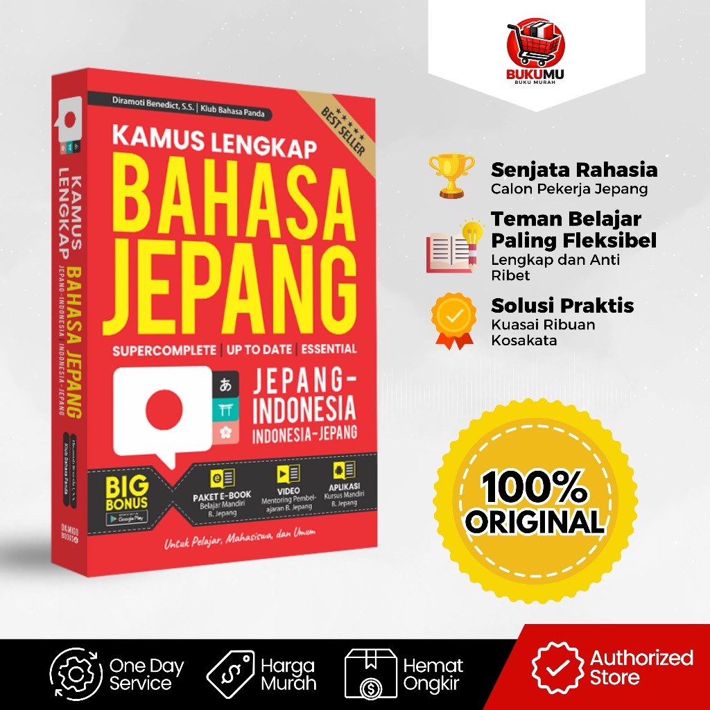 Kamus Lengkap Bahasa Jepang Bonus E-book Hiragana Katakana Video & Aplikasi