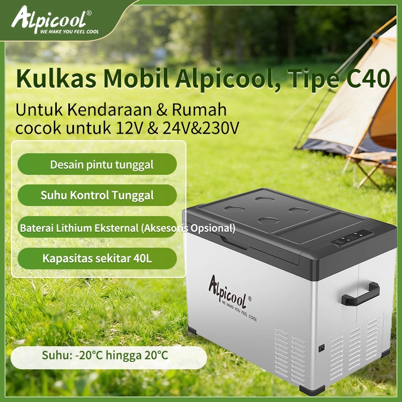 Kulkas Mobil Alpicool Tipe C40 Kulkas untuk kendaraan(12V/24V) & rumah(220-240V AC) Single door Suhu