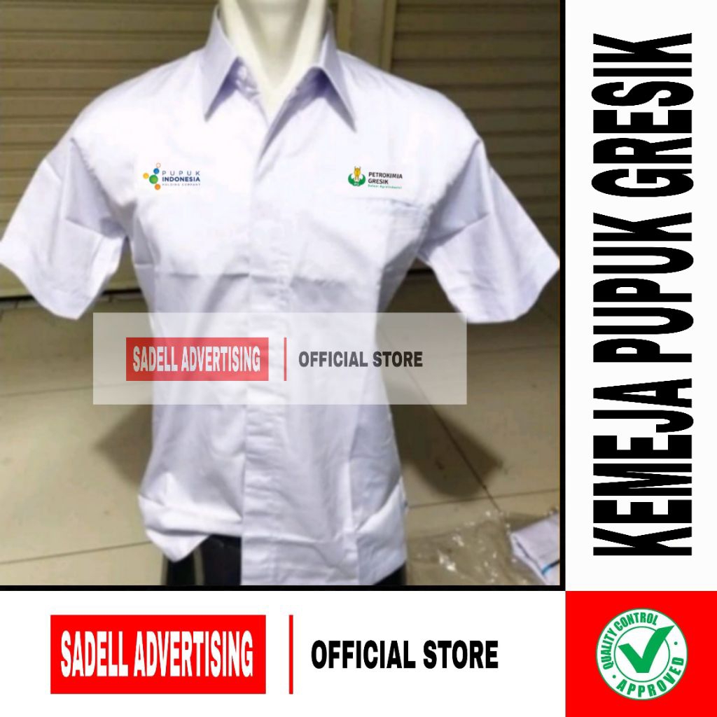 Kemeja PUPUK GRESIK Seragam Pupuk Gresik Baju Pupuk Indonesia Gresik Putih Lengan Pendek Pria Bordir