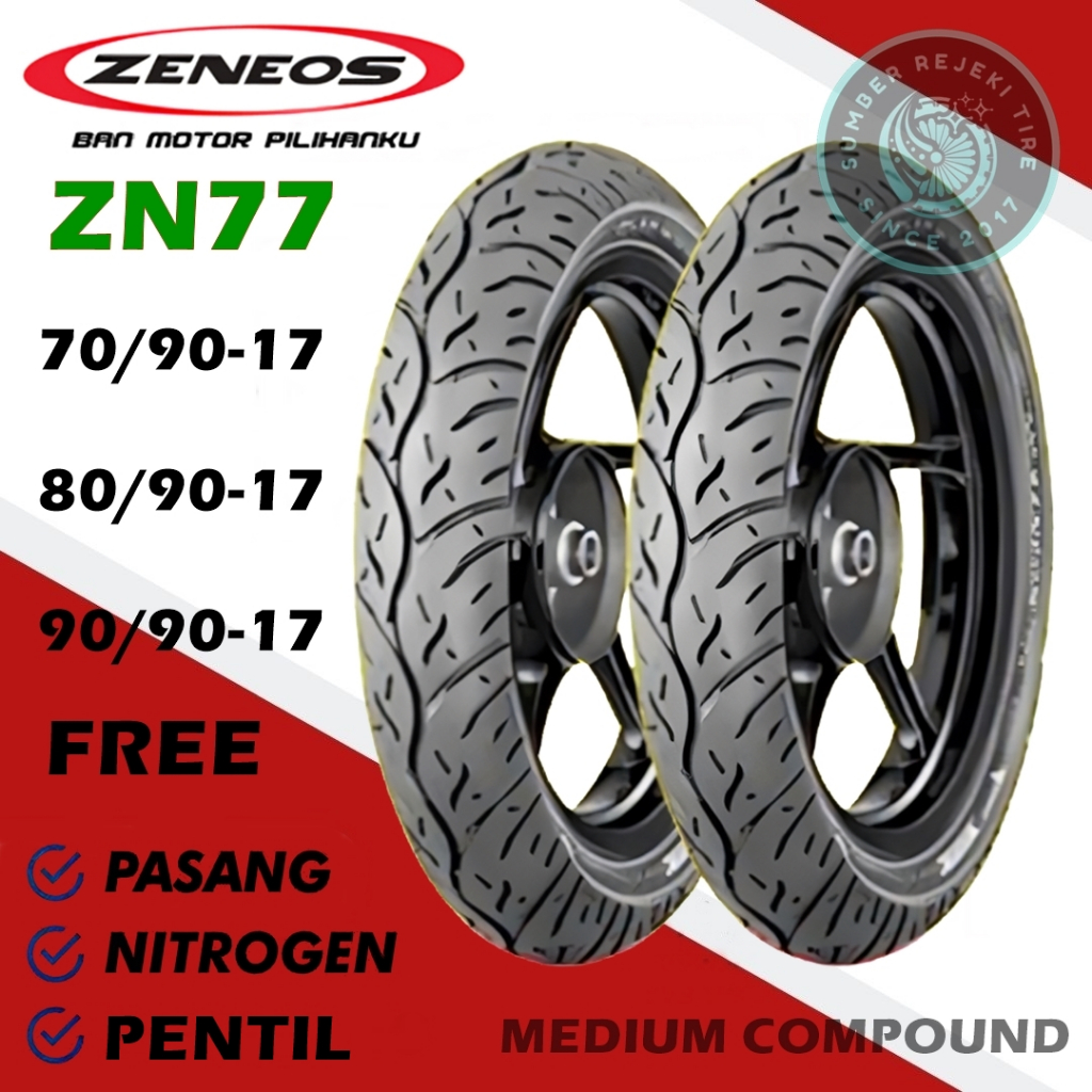 BAN MOTOR ZENEOS ZN77 RING 17 70/90-17 80/90-17 90/90-17 BAN TUBELESS ZENEOS RING 17 / BAN MOTOR BEB