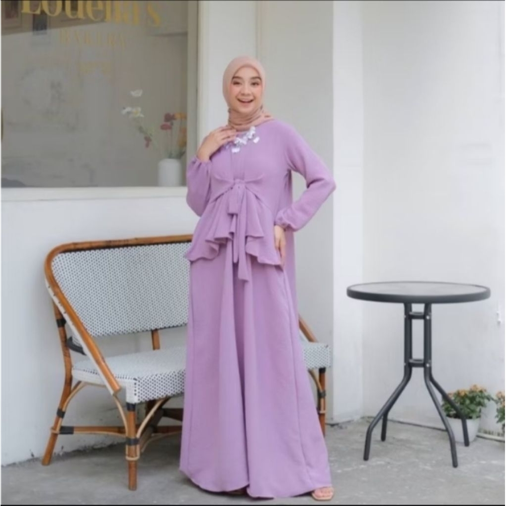 Odeca Samara Dress Gamis Polos Ruffle warna Lilac