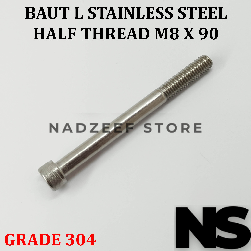 Baut L M8x90 M8 x 90 Half Drat Stainless Steel 304