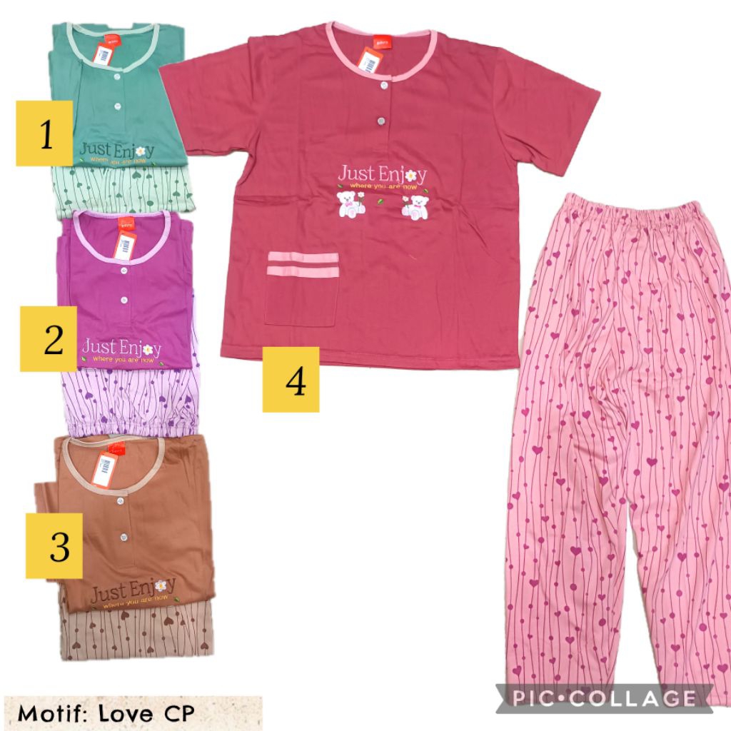Casual oneset woman wear premium cotton comfort ASLI wanita all size dewasa setelan one set piyama p