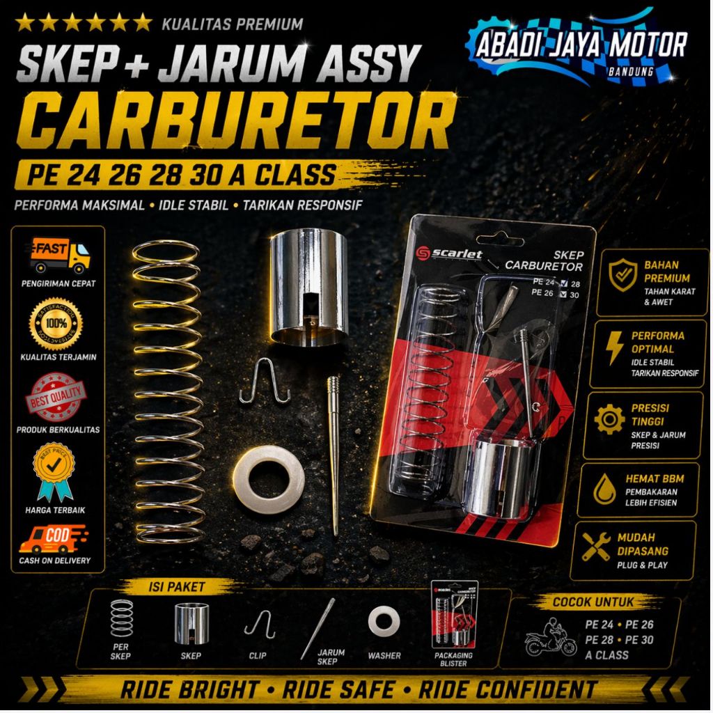 SKEP PISTON GAS CARBURATOR SETT SCARLET KARBU PE 24 PE 26 PE 28 JARUM SKEP+PER SKEP UNIVERSAL