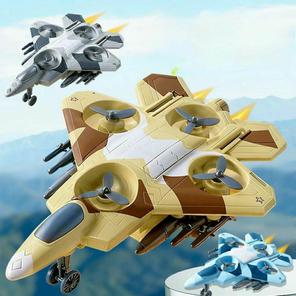 {JS} Mainan Anak Pesawat JET Tempur Roll / Mainan Pullback Pesawat Plane Militer Mainan balap anak /