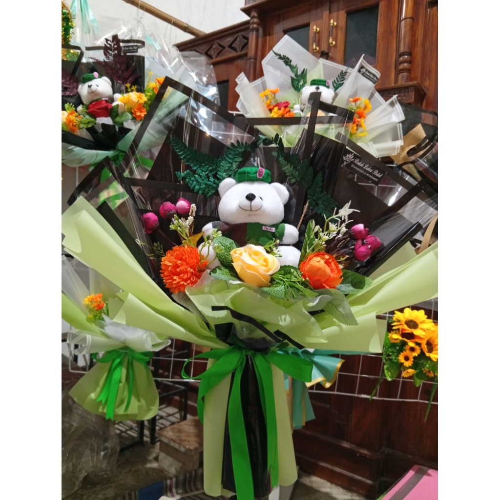 buket pelantikan tni/buket boneka tni/buket bunga artificial