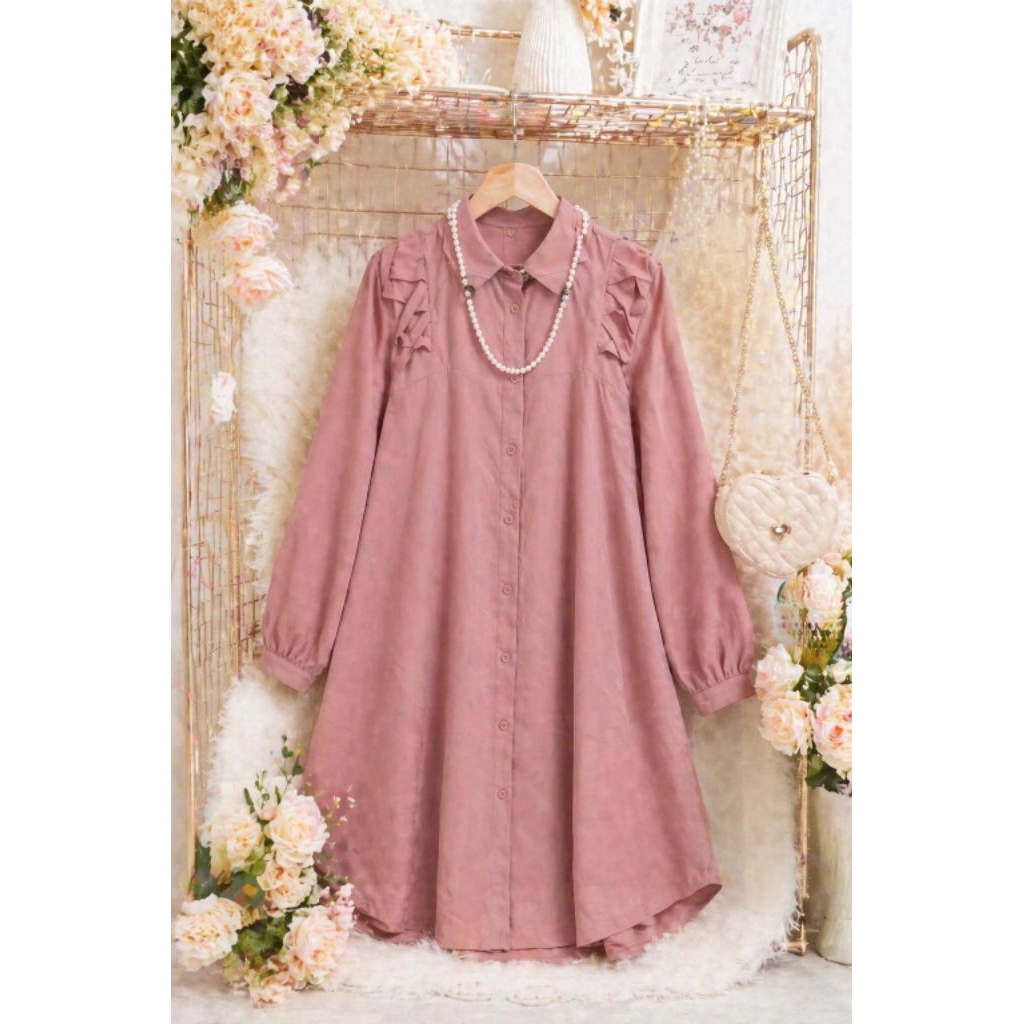 Arluna Tunik Polos Wanita Lengan Panjang Bahan Rayon Twill Premium Adem