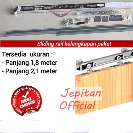 Set Roda Untuk Pintu Geser Kayu Rel Pintu Geser Sliding Rail Galvanis Panjang 180cm 210cm