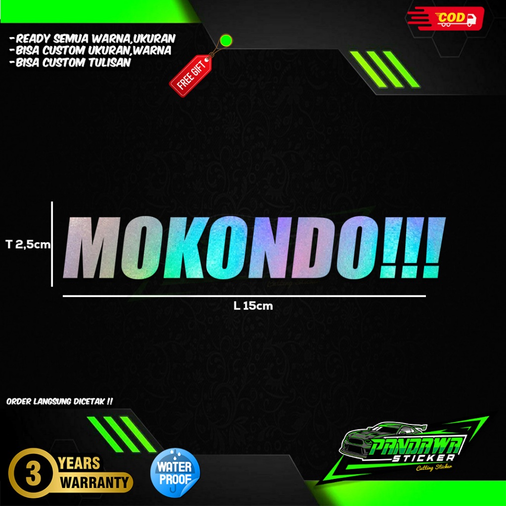 Sticker Cutting Mokondo - Cutting Sticker Vinyl Anti Air cocok untuk Motor,Helm & Mobil