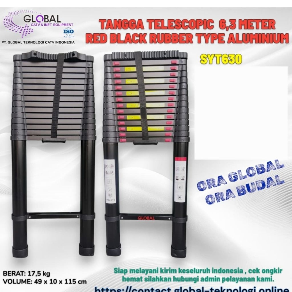 TANGGA TELESCOPIC 6,3 METER RED BLACK