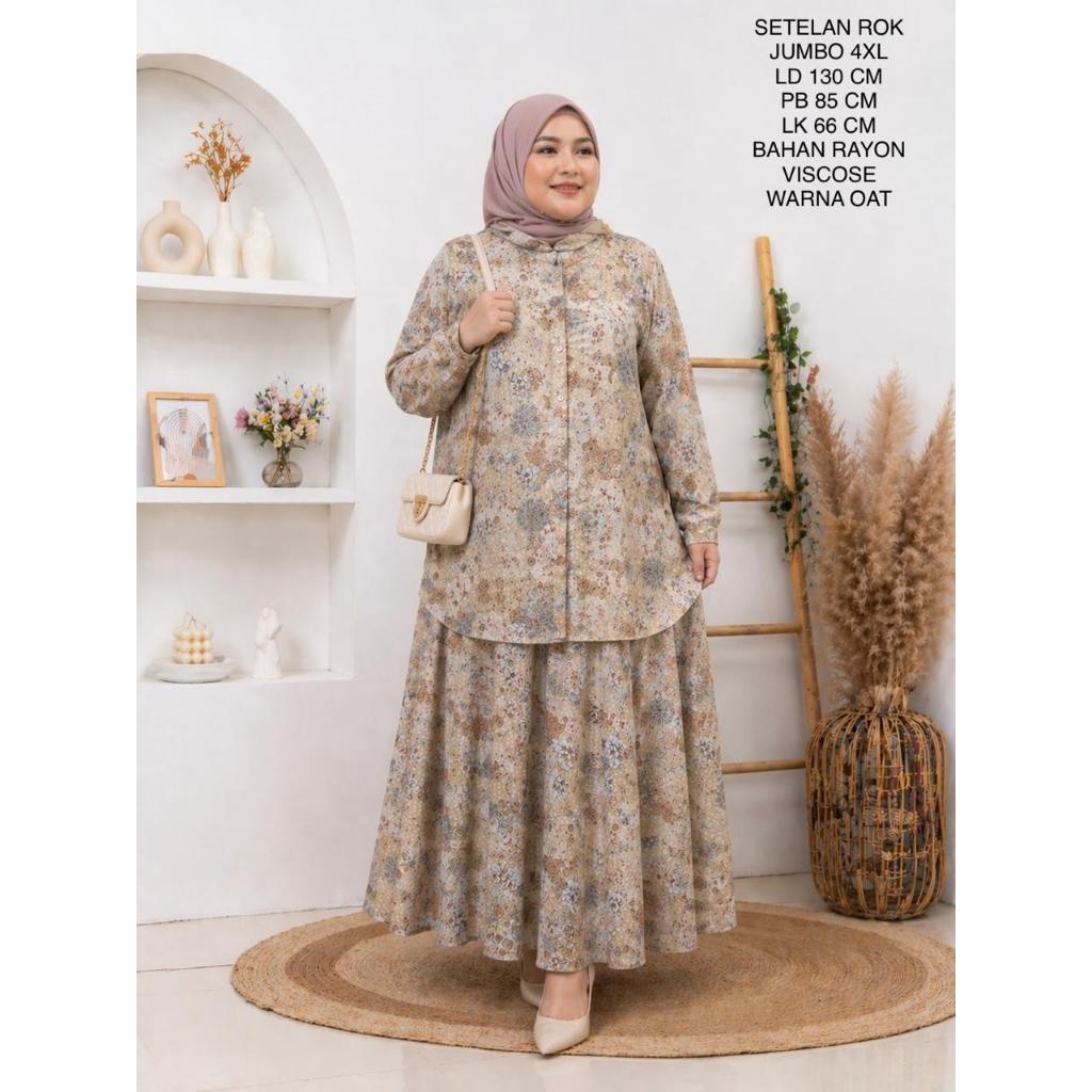 Setelan Rok Jumbo Wanita Ld 130 - 140 Cm Motif Terbaru Kekinian
