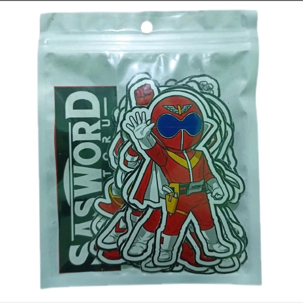 Sticker Set Chibi All Red Super Sentai Akarenger - Gozyu Wolf