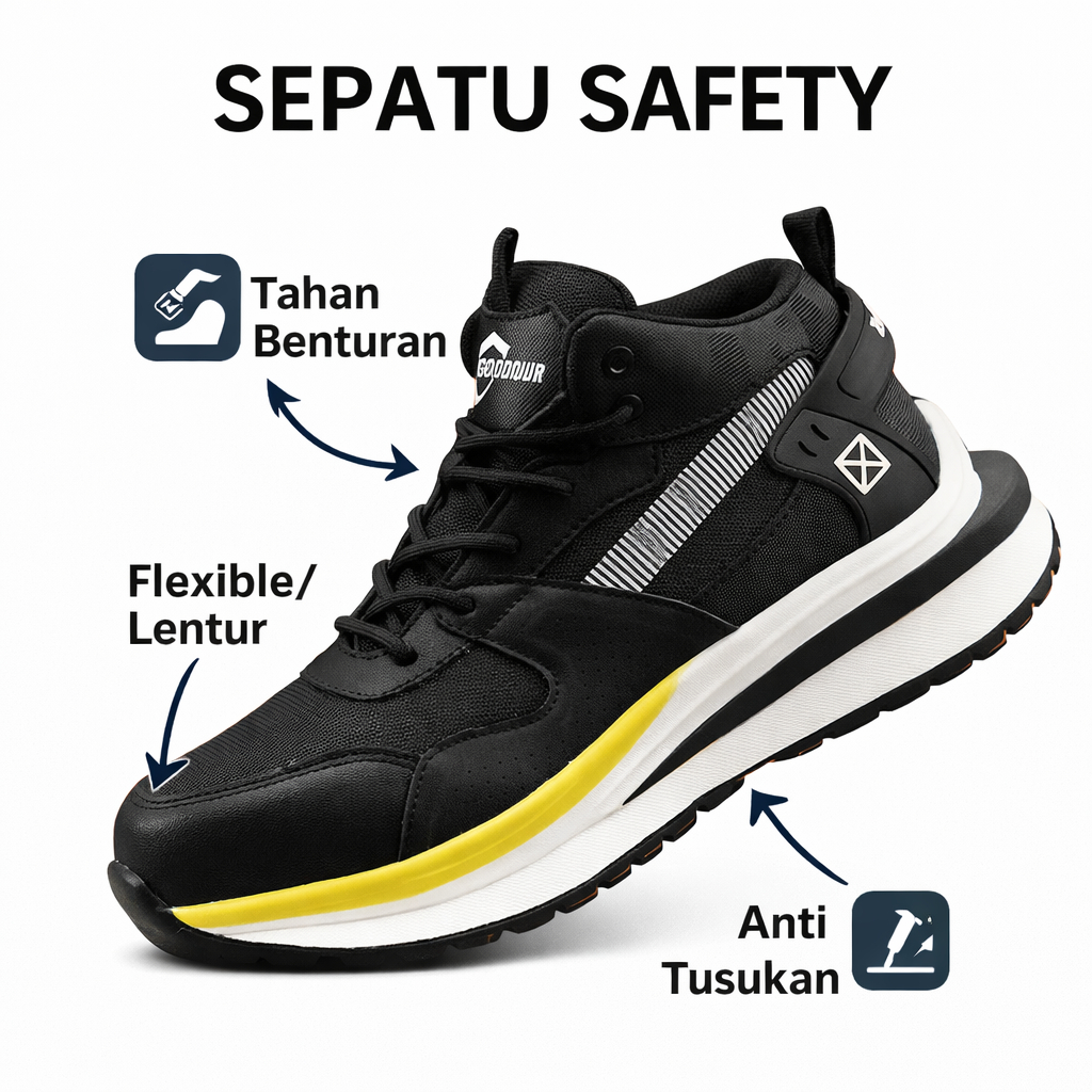 SEPATU SAFETY PRIA BOOT ANTI PAKU UJUNG BESI SPORTY ORIGINAL SAFETY SHOES SAFETY SHOES PRIA IMPORT R