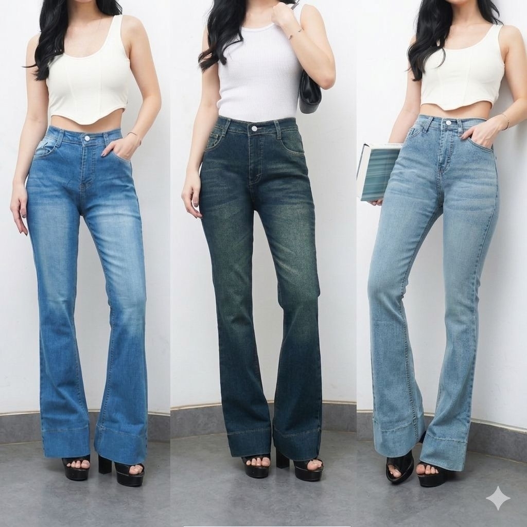Highwaist Cutbray Kaki Lipat Lebar - Celana Wanita Highwaist Cutbray Kaki Lipat Lebar