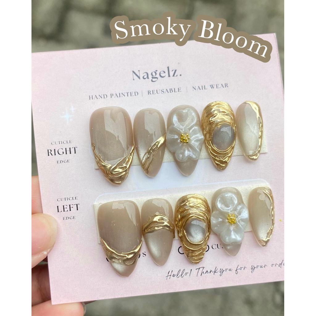 Smoky Bloom - PRESS ON NAIL / KUKU PALSU / NAIL ART / KUKU PALSU MURAH / KUKU PALSU MEDAN / PRESS ON