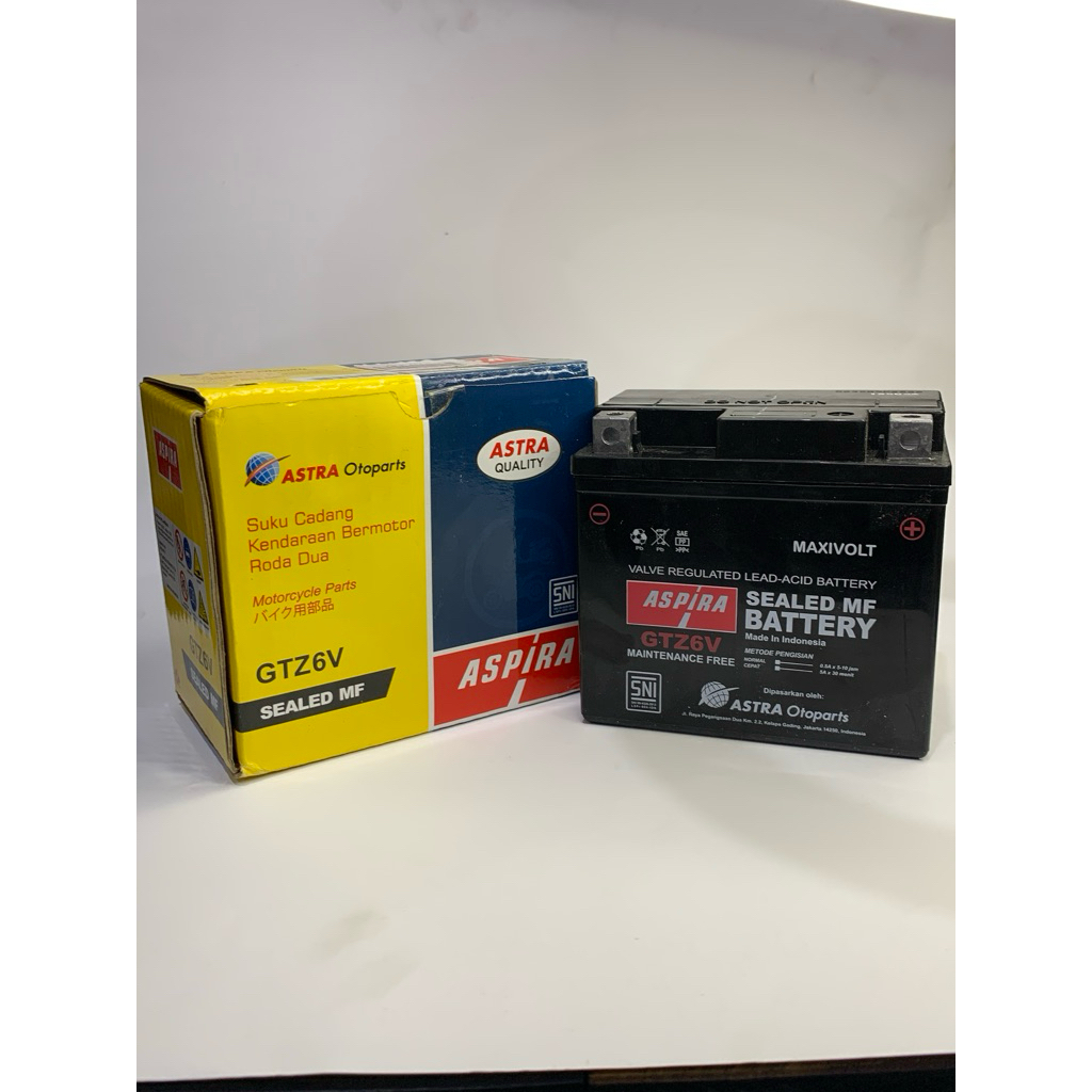 Aki Motor Aspira GTZ6 / GTZ6V 12V 5Ah - Aki Kering MF Vario 125-SBF