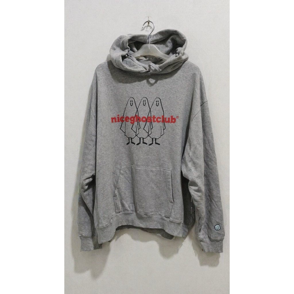 ghost logo hoodie art nice ghost club light grey