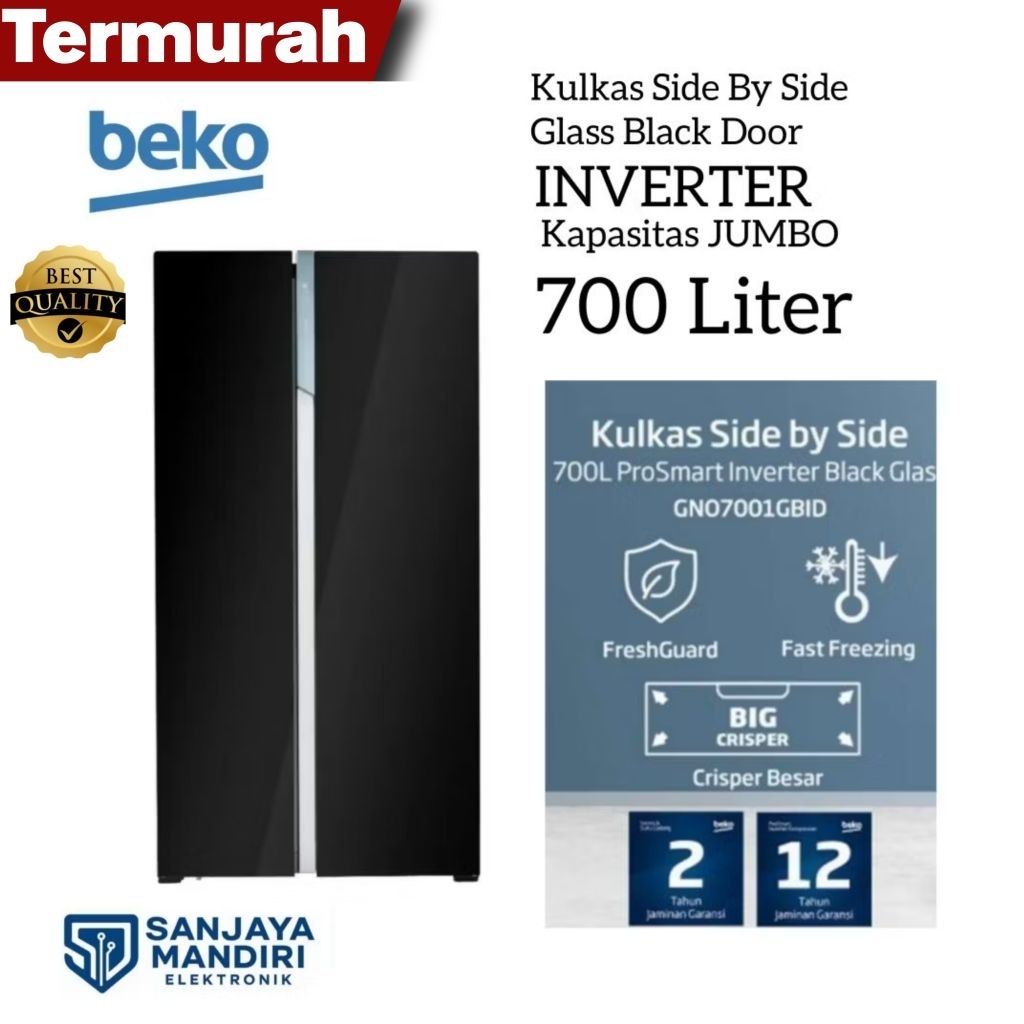 TERMURAH BEKO Kulkas Side By Side BIG JUMBO 700 LITER INVERTER Beko Kulkas 2 Pintu 700 Liter Side by