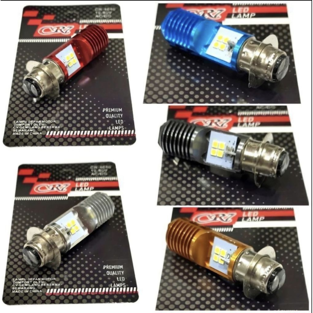 LAMPU UTAMA MOTOR LED H6 2 SISI 12 MATA HIGH LOW AC DAN DC KA-KRA UNIVERSAL CAHAYA PUTIH
