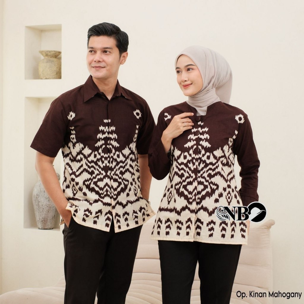 Baju Batik Tenun Songket Couple Kekinian Modern Motif Kinan Atasan Batik Pasangan Seragam Batik Kant