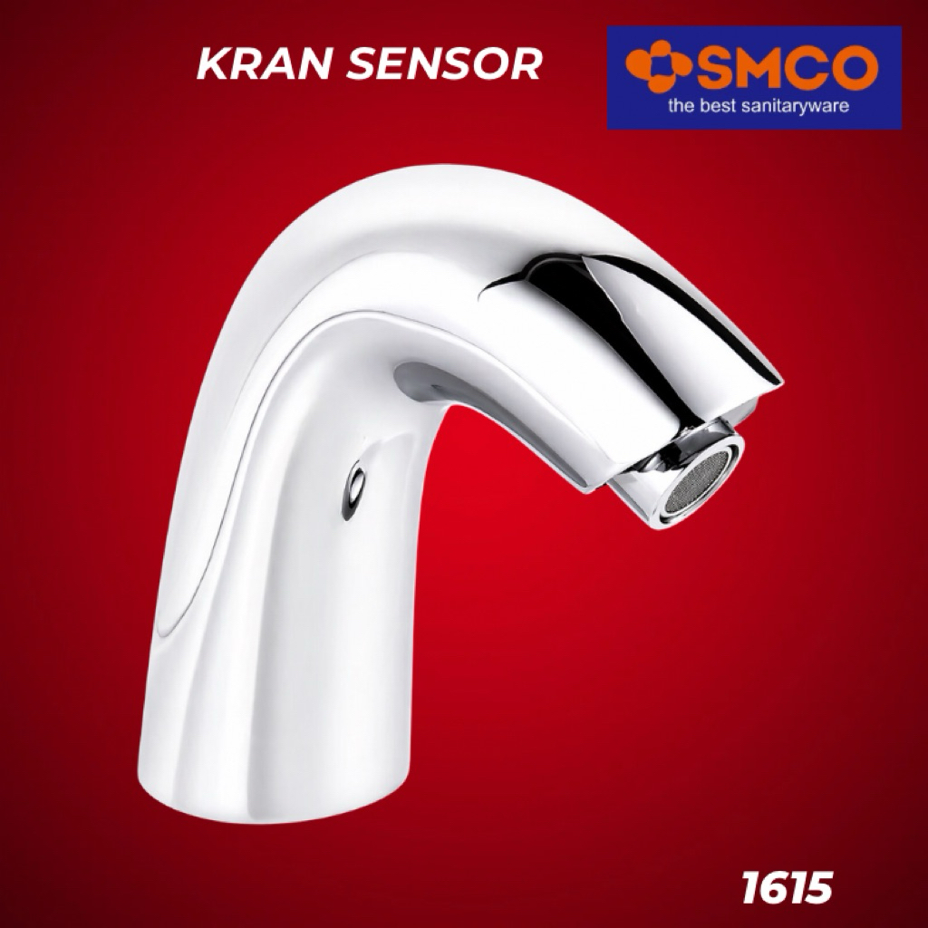 Kran Sensor Otomatis Wastafel Cuci Tangan Chrome Kuningan Listrik Baterai SMCO 1615