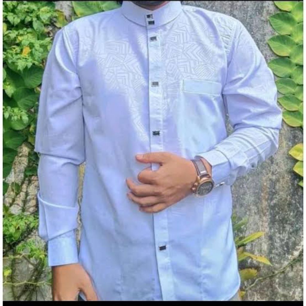 baju kemko sultan embos pria modern kemko kemeja koko lengan panjang fashion muslim terbaru