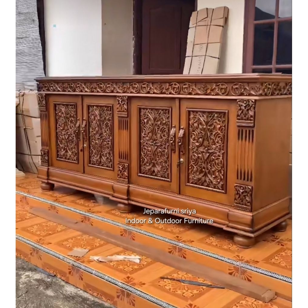 Bufet TV Ukir Kayu Jati Jepara I Bufet TV Jati I Meja TV Jati Jepara I Meja TV Ukir Jati