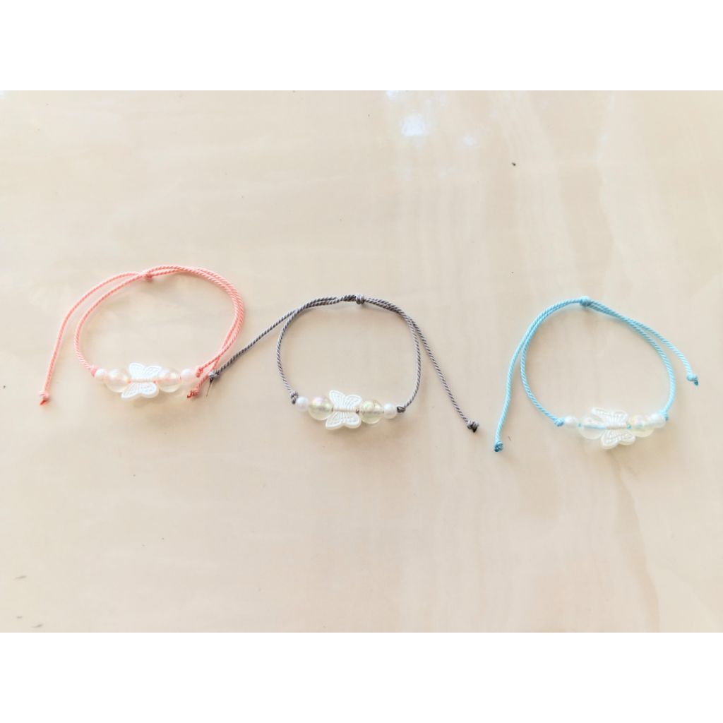 12 pcs Gelang Manik Kupu Kupu Silver