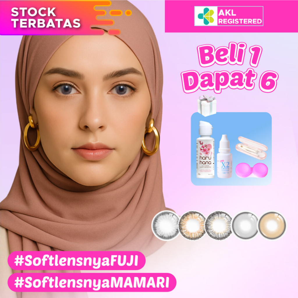 BELI 1 DAPAT 6 - Softlens Spex Symbol HARUHANA Vibrant Series - Softlen Momo - Sakura - Nara