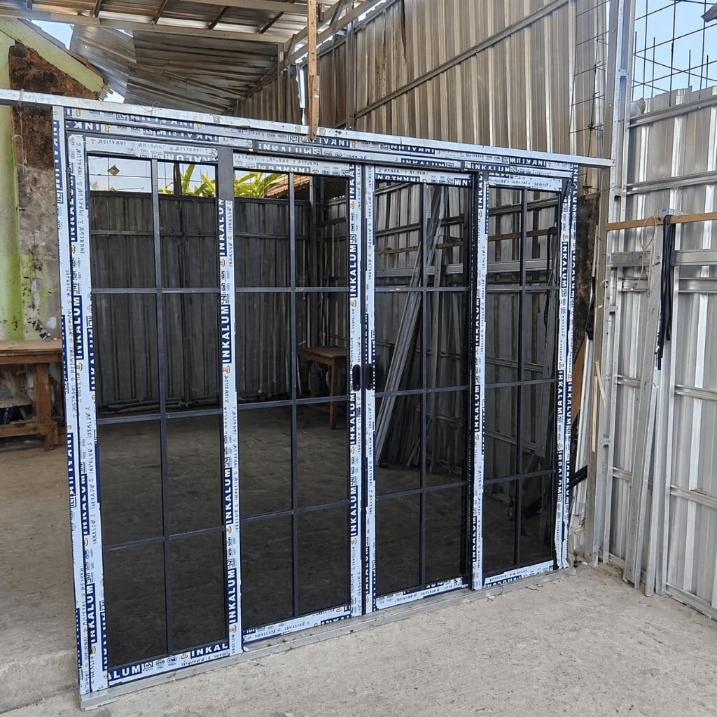 Pintu Aluminium Sliding / Swing Minimalis Kaca | Pintu Geser Aluminium Anti Karat Custom Rumah Kanto